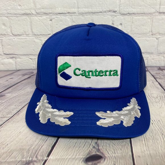 Vintage Trucker Hat Mesh Leaf Blue CANTERRA Embroidered Logo Patch One Size All - Picture 6 of 11